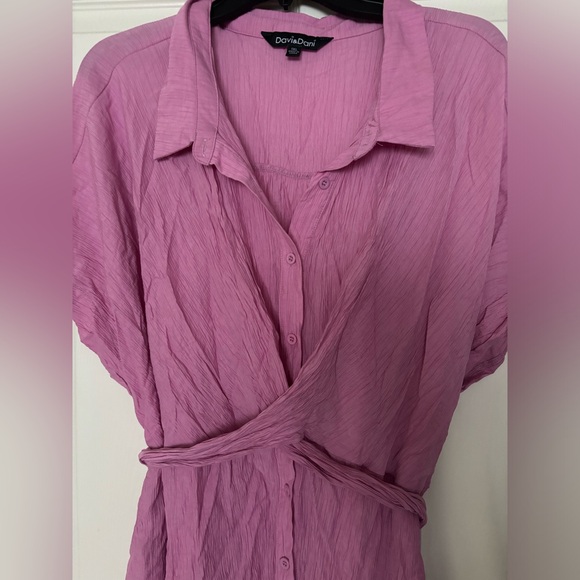 Beautiful Crinkle Tie Waist Button up Dress 👗 - Picture 2 of 5